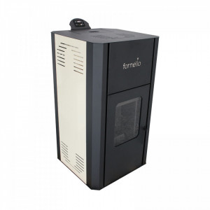 Termosemineu pe peleti Fornello Primo Pellet Ivory 30 kw, complet echipat cu pompa de circulatie, vas expansiune, supapa de siguranta, buncar de peleti 30 kg, automatizare, culoare ivory, pana la 200 mp