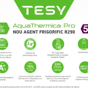 Boiler cu pompă de căldură TESY AquaThermica Pro 260 fără serpentină (schimbător de căldură), 260 litri, 1.5 kW, R290 - Img 3