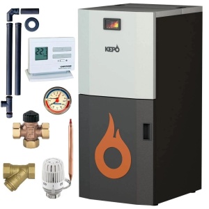 Pachet incalzire GOLD cu cazan pe peleti, cu curatarea automata a arzatorului, 35 kW KEPO, cu KIT de instalare