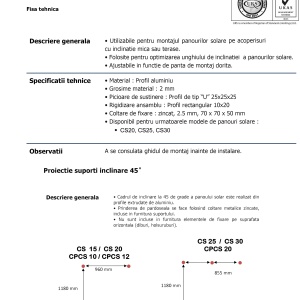 Suport Înclinare Aluminiu 45° de Grade pentru Panouri Solare cu 30 Tuburi Vidate - Img 3