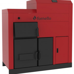 Centrala Fornello Eco Energy mixt 45 KW pe lemne si peleti, echipata cu 2 camere de ardere, automatizare, afisaj digital, arzator fonta, curatare mecania a drumurilor de fum, buncar peleti integrat 105 kg