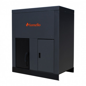 Centrala pe peleti Fornello Eco Energy 35 kW, echipata cu automatizare, pompa, afisaj digital, arzator fonta, curatare mecania a drumurilor de fum, buncar peleti integrat 75 kg