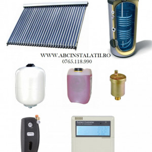 Pachet panou solar cu 60 tuburi vidate SONTEC si boiler 500 litri cu 2 serpentine pentru 8-12 persoane