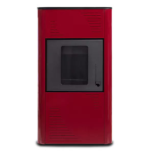 Pachet termosemineu cu peleti Termax Kamin PM 15 kW, 120 mp, buncar peleti 30 kg, volum apa 30 litri, diametru cos fum ⌀80 mm, vas expansiune si pompa recirculare incluse, Bordo - Img 3