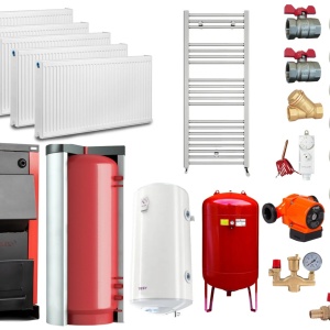 Pachet Centrala/Cazan pe combustibil solid Termax 35 kW, Puffer 1000 litri, Radiatoare Otel, Boiler Termoelectric 100 litri, Vas Expansiune, Pompa Recirculare si Fitinguri Montaj