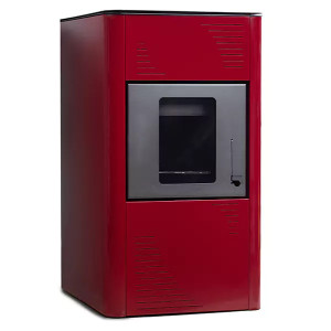 Pachet termosemineu cu peleti Termax Kamin PM 15 kW, 120 mp, buncar peleti 30 kg, volum apa 30 litri, diametru cos fum ⌀80 mm, vas expansiune si pompa recirculare incluse, Bordo - Img 4