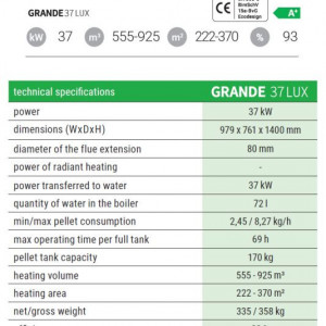 Cazan compact pe peleti Alfa Plam Grande LUX 37 kW - CURATARE AUTOMATA model 2021 - Img 2
