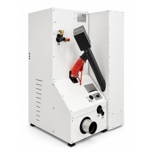 Centrala termica compacta pe peleti Fornello Rossi Camino Compact Big Hopper 35 kw, pompa de circulatie, vas expansiune, tiraj fortat, curatare manuala a arzatorului si a drumurilor de fum, Ecodesign, A+, cu rezervor 140 kg - Img 4