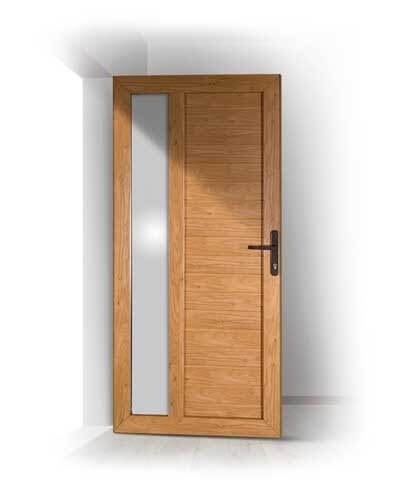 Portoncino entrata PVC Salamander, 1 anta, 950 x 2100, con modello, colore legno NON standard - Img 3