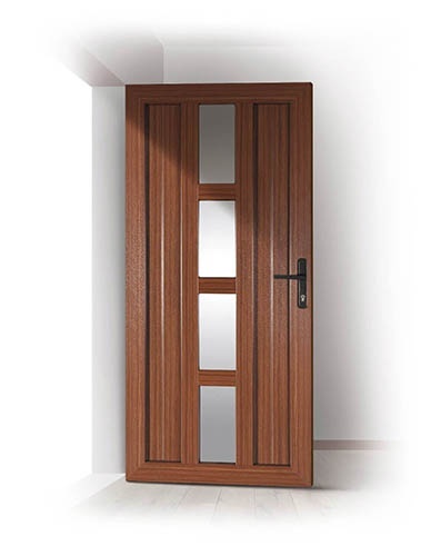 Portoncino entrata PVC Salamander, 1 anta, 950 x 2100, con modello, colore legno NON standard - Img 4