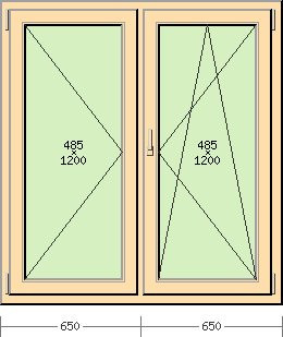 Finestra PVC 2 ante, colore LEGNO NON STANDARD 1300 x 1400 con profili SALAMANDER