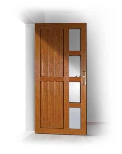 Portoncino entrata PVC Salamander, 1 anta, 950 x 2100, con modello, colore legno NON standard