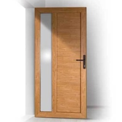 Portoncino entrata PVC Salamander, 1 anta, 950 x 2100, con modello, colore legno NON standard - Img 3