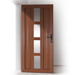 Portoncino entrata PVC Salamander, 1 anta, 950 x 2100, con modello, colore legno NON standard - Img 4