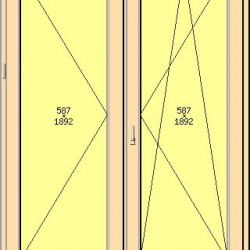 Porta balcone 2 ante Salamander, 1600 x 2100, colore legno non standard, vetro Saint Gobain, ferramenta Roto