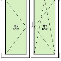 Finestra PVC 2 ante con profili SALAMANDER, 1200 x 1500, colore bianco