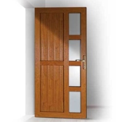 Portoncino entrata PVC Salamander, 1 anta, 950 x 2100, con modello, colore legno NON standard