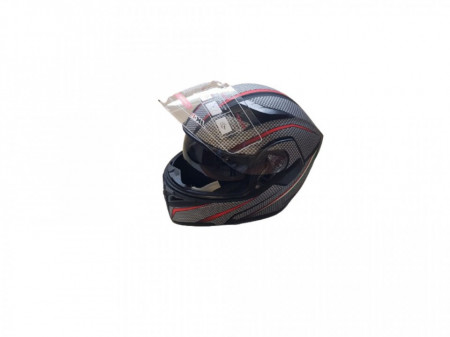 Casca flip-up unisex, negru carbon