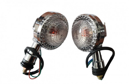 Set lampi semnalizare rotunde, cromate