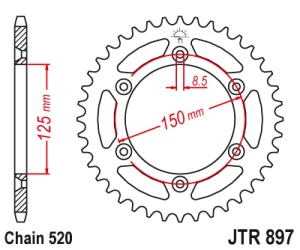 Pinion transmisie spate JT Sprockets JTR897, 50 dinti