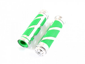 Set mansoane ghidon moto-aluminiu+cauciuc verde