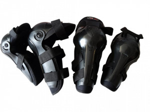 Set protectii moto, genunchiere si cotiere negre, Revo, adulti