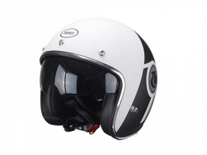 Casca scuter TRENDYalb-negru 20 T-104, marimea L