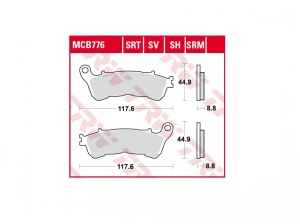 Piese Moto Set placute frana sinterizate Honda/Suzuki 117.6x44.9x8.8, TRW