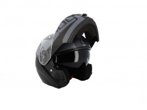Casca flip-up TRENDY T-704, Negru-Gri Mat, Mărimea M