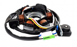 Stator Peugeot Buxy/Speedfight/GY6 50-80cc, 4T-motor orizontal (6 bobine+senzor scanteie)