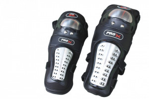 Set protectii moto, genunchiere si cotiere negru-argintiu, Revo, adulti