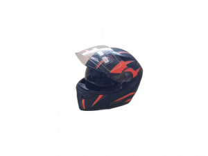 Casca flip-up unisex, negru-rosu