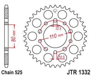Pinion transmisie spate JT Sprockets JTR1332, 43 dinti