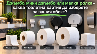 Джъмбо, мини джъмбо или малка ролка – каква тоалетна хартия да изберете за вашия обект?