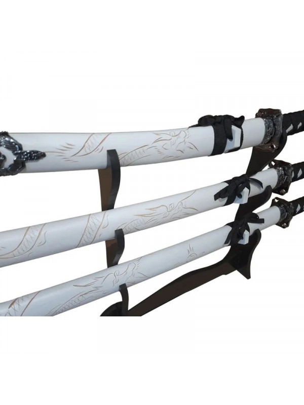 Set sabii katane decorative , panoplie, alb, metal, 83 cm, teaca inclusa