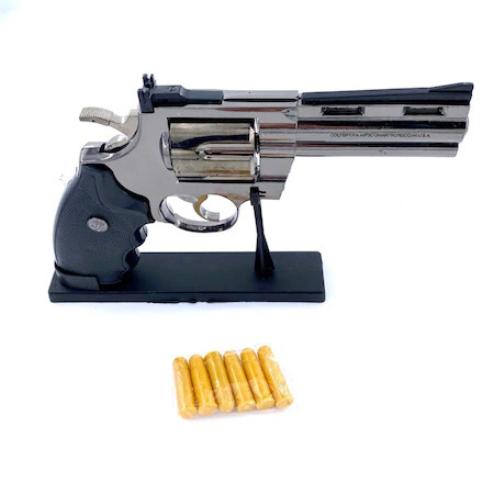 Bricheta Pythton anti-vant tip pistol metalic,Cu suport pentru biroul tau