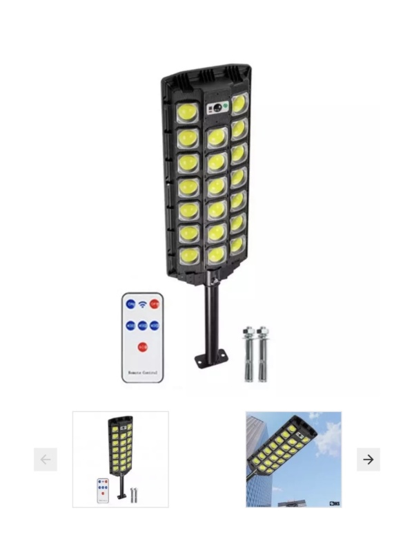 Lampa Solara Stradala W7101B-7 SIKS, Panou Solar, Senzor De Miscare Si Telecomanda, 20 x Led COB