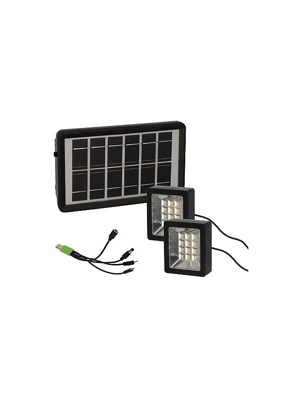 Set proiector solar cu LED 12 SMD 3W alb rece 6000K cu panou si port de incarcare USB Q D630 Andowl