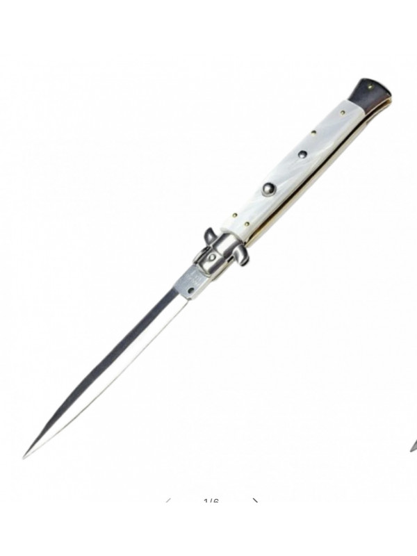 .Briceag alb perlat cu buton ,22 cm Stiletto ;Italian,Stil