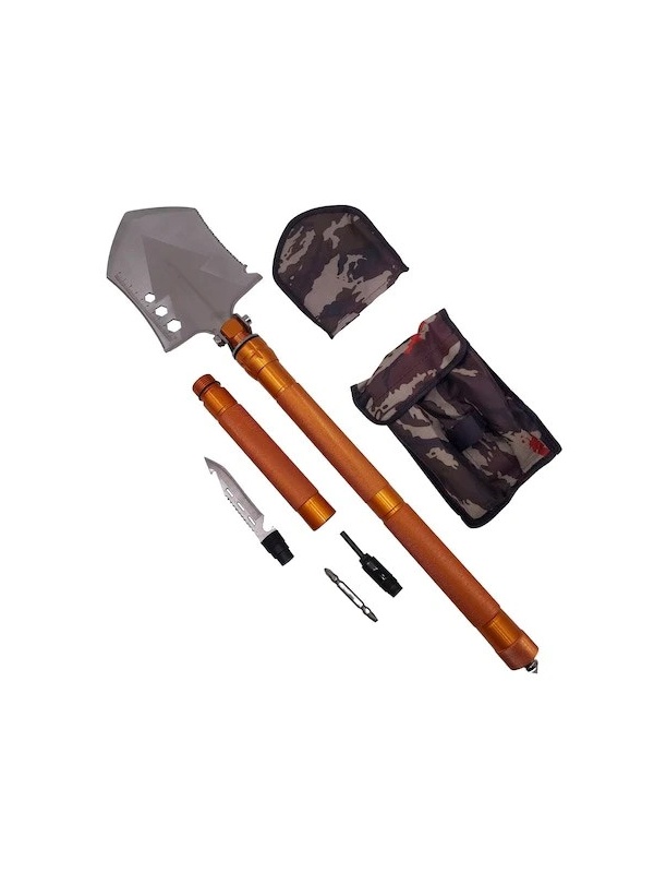 Lopata Multifunctionala 10 in 1, Otel Inoxidabil, Lungime 76 cm, Culoare Portocaliu