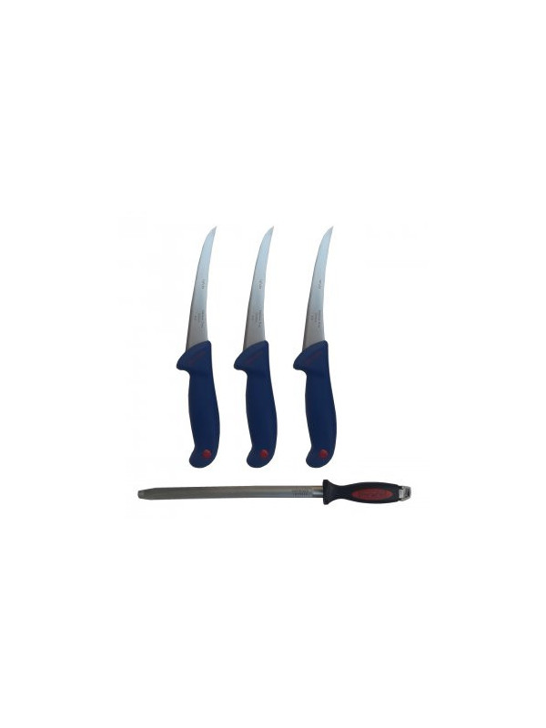 Set profesional macelarie format din 3 Cutite pentru dezosat si Masat oval magnetizat