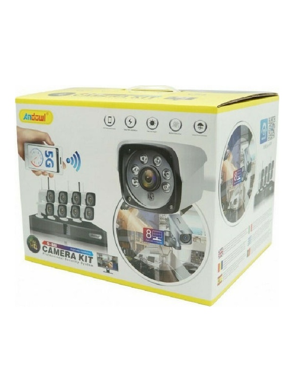 Andowl Sistem de Supraveghere 8 Camere Camere IP 1080p cu Recorder NVR
