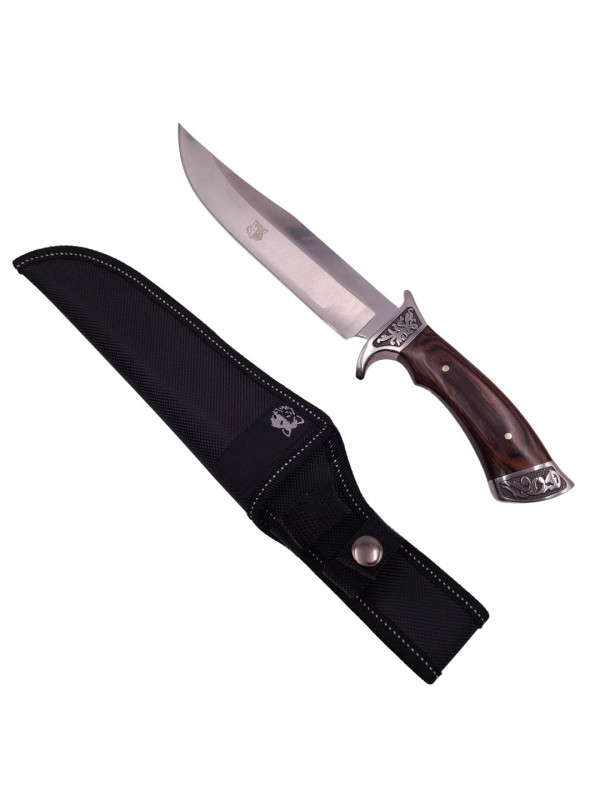 Cutit de vanatoare AMAZON, argintiu, 30.5 cm, teaca inclusa