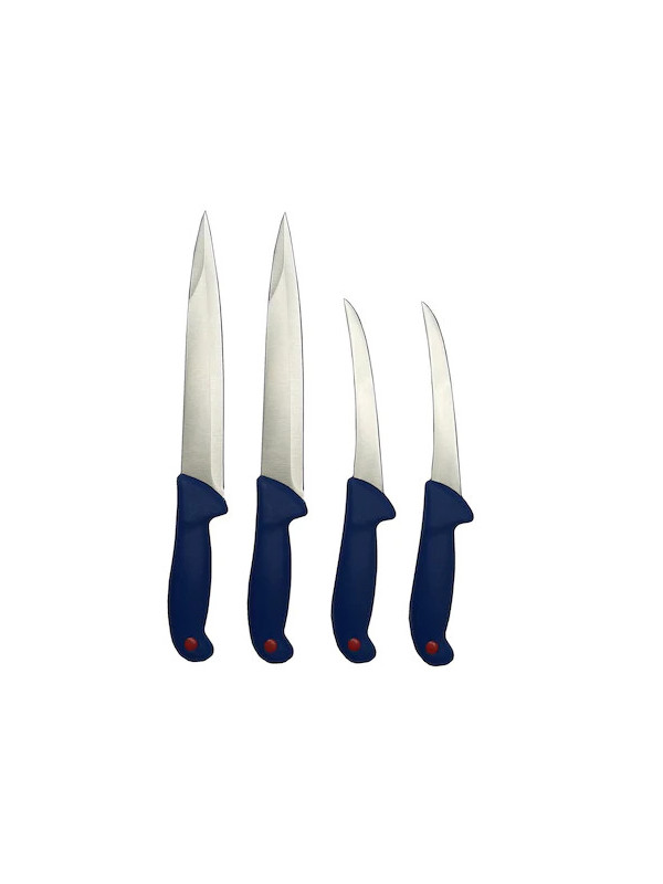 Set 4 Cutite profesionale macelarie format din 2 Cutite injunghiat lama dublu tais, 2 cutite transat, otel inoxidabil