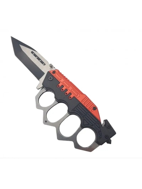 Pumnal tip box,cutit briceag, 23 cm, rosu si negru