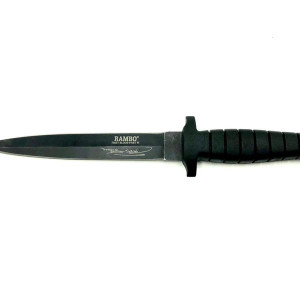 Cuțit de Vânătoare Rambo VI, Lama Dublă, Maner Cauciuc, 31 cm - Img 2