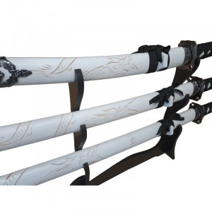 Set sabii katane decorative , panoplie, alb, metal, 83 cm, teaca inclusa - Img 1