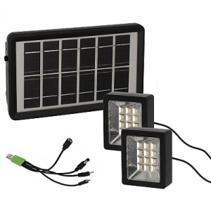 Set proiector solar cu LED 12 SMD 3W alb rece 6000K cu panou si port de incarcare USB Q D630 Andowl - Img 1
