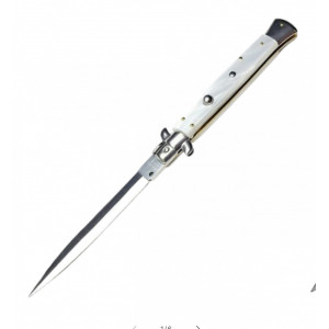 .Briceag alb perlat cu buton ,22 cm Stiletto ;Italian,Stil