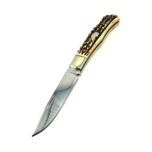 Briceag cu maner imitatie corn de cerb, 23 cm, husa neagra inclusa - Img 2